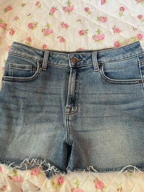 High-Rise Light Wash Denim Shorts